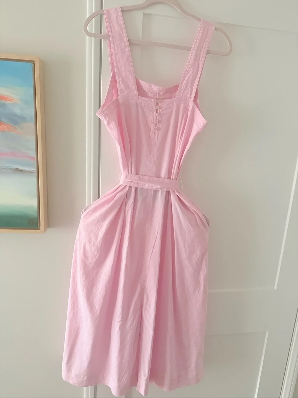 Vince Light Pink Sleeveless Tie-Waist Midi Dress